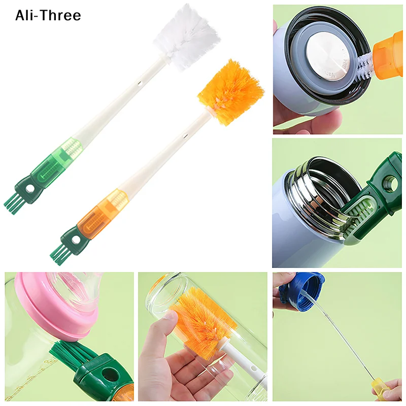 1Pcs 5 In1 Cartoon Bottle Brush Set Long Handle Home Multifunctional Cup Brush Cleaning Brush Head Kitchen Cleaning Accessories