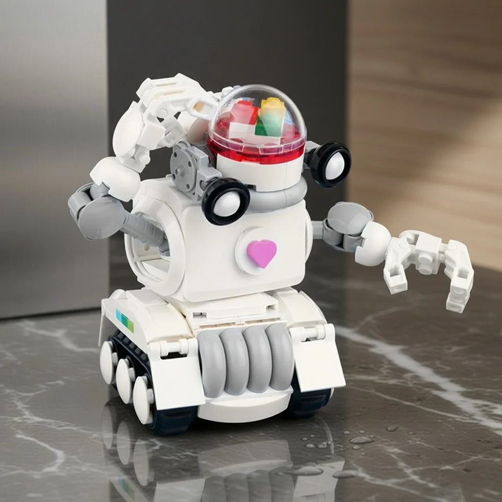 

MOC Retro Sci-fi Mechanical Robot Building Blocks Tank Tread Android Model Bricks Set Desktop Display Adult Hobby DIY Gift