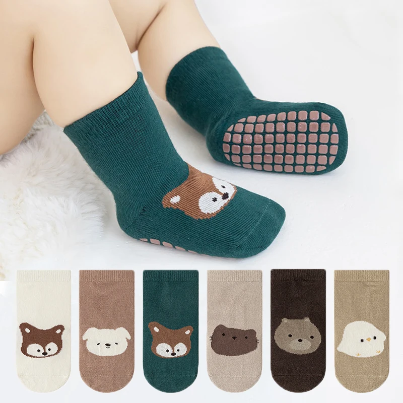 

Детские противоскользящие носки для малышей, милые детские носки с героями мультфильмов для новорожденных мальчиков и девочек, весенне-осенние хлопковые мягкие домашние носки для детей 0-5 лет
