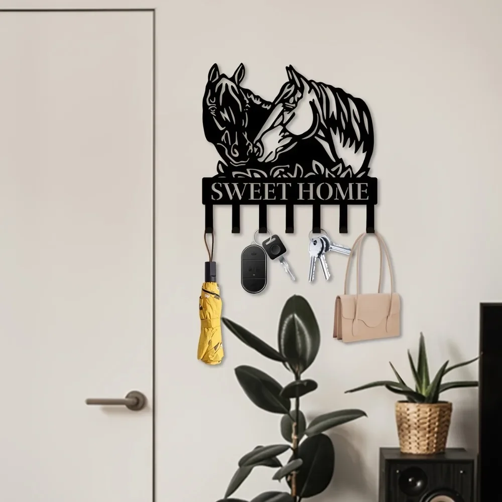 1 unidad, colgador de dos cabezas de caballo, bolsa de ropa multiusos, gancho decorativo para pared de salón, percheros de pared de Metal
