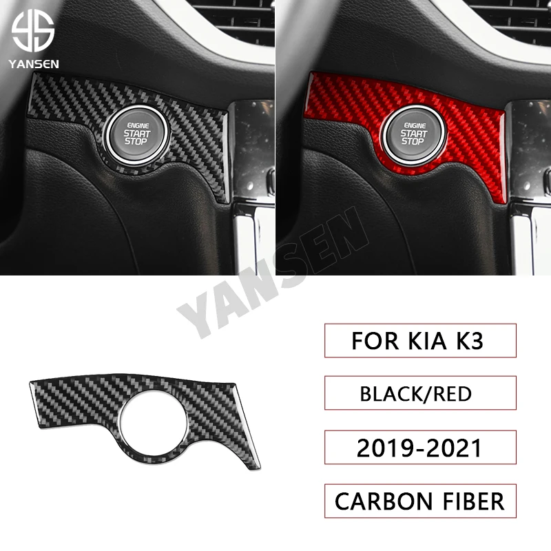

Real Carbon Fiber Car Interior One Touch Start Panel Sticker For Kia K3 2019 2020 2021