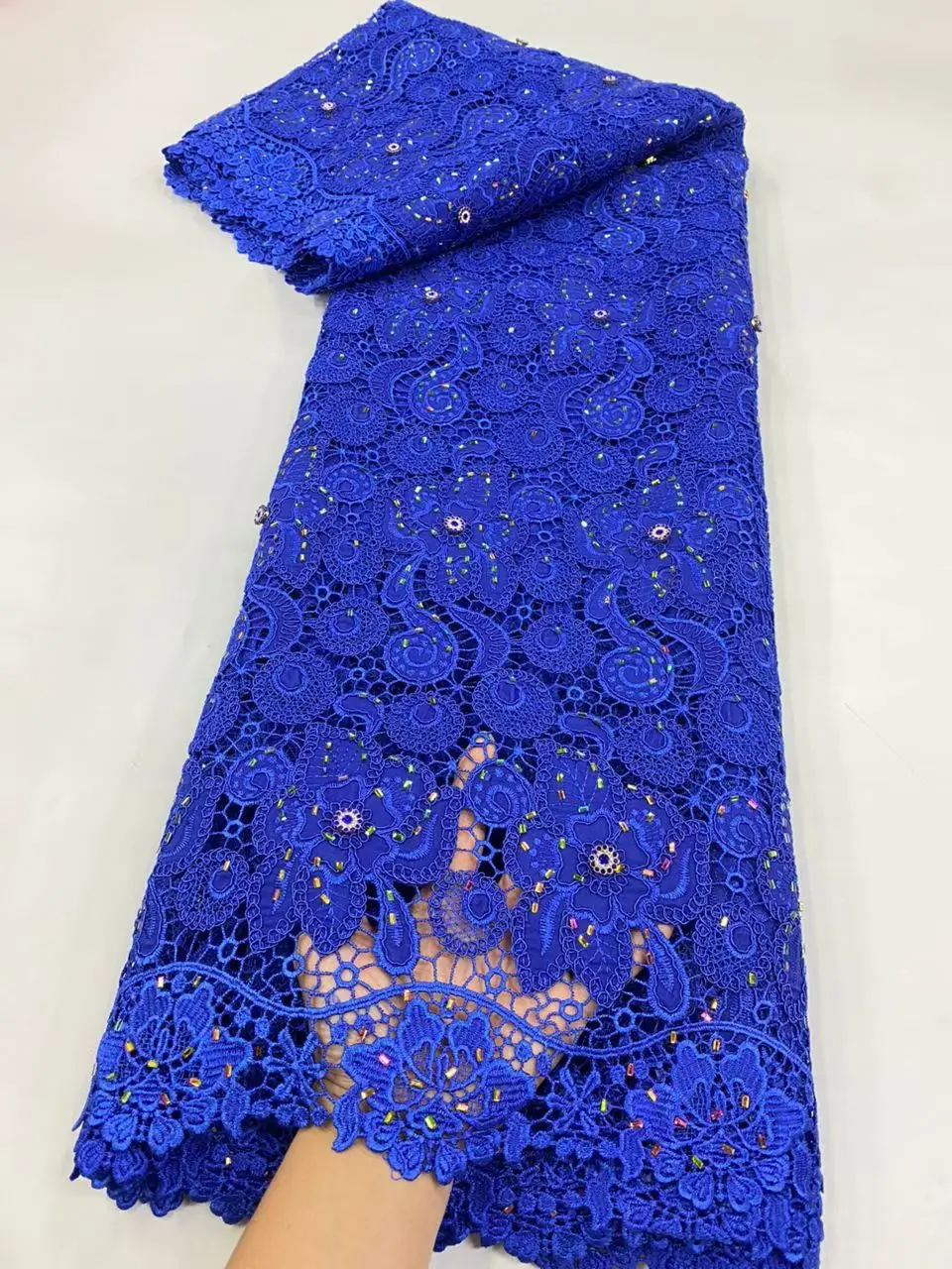 

2025 High-Quality Nigerian Tulle Lace Fabric for Wedding Embroidery Sequins Dress Party Guipure Chiffon Sewing 5Yard JL536