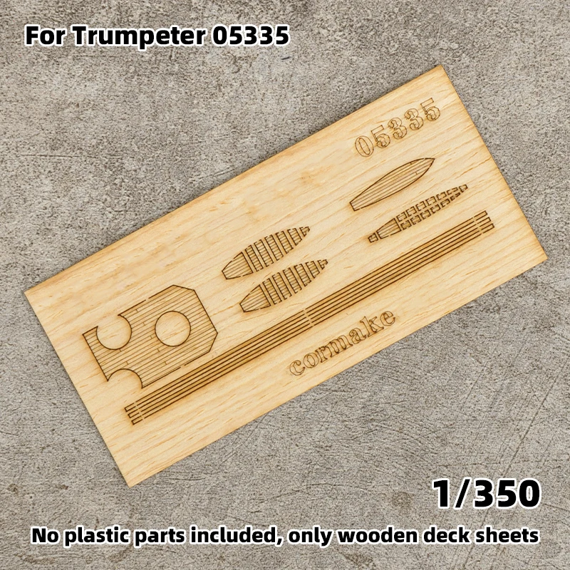 Modell-Upgrade-Teile: Lasergeschnittene Holzdeckplatte mit selbstklebender Ankerkette für TRUMPETER 05335 HMS Roberts Monitor 1/350 – Detail 3