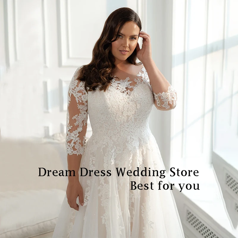 DREAM personalizado Plus Size longos vestidos de casamento do assoalho-comprimento A linha varredura trem noivas vestido mulheres vestidos de novias 2025