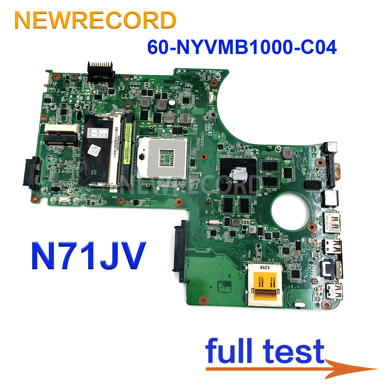 

Материнская плата для ноутбука ASUS N71JV 69N0HQM10C04 60-NYVMB1000-C04 GT325M 1 ГБ HM55 S989 Процессор I3 I5