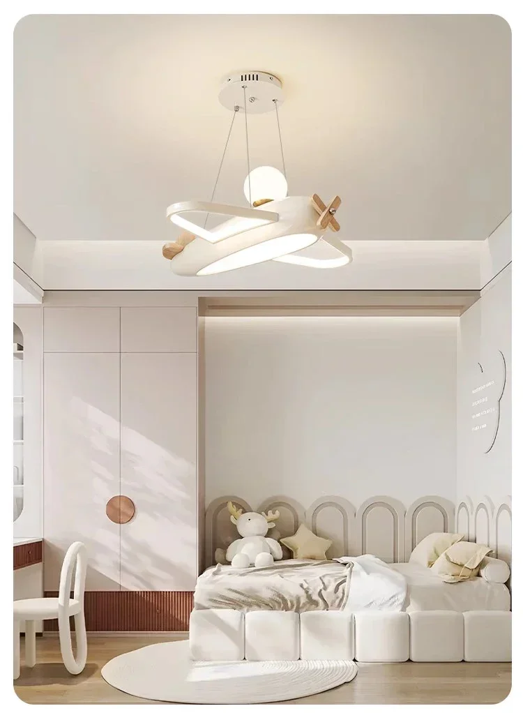 Cream Style Boy and Girl Room Creative Cartoon Eye Protection Light Airplane Children's Room Pendant Light