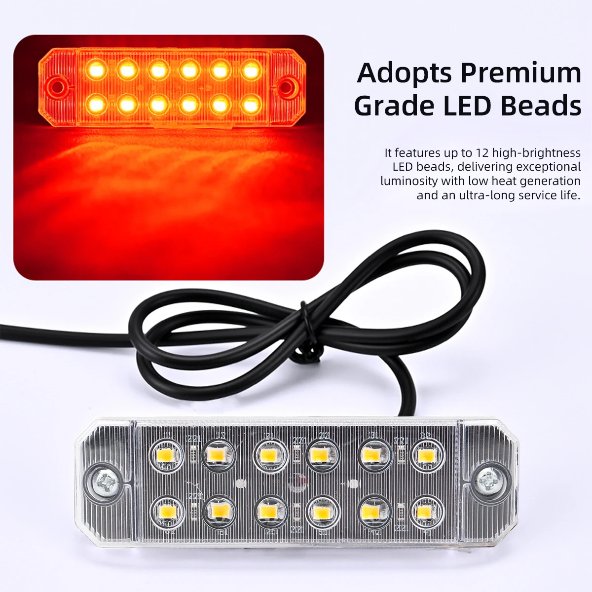 2x 12-35V Trucks Side Warning Marker Clearance Lights 12LED Strobe Indicators For Trailer Lorry Van Car Pickup Light Signal Lamp
