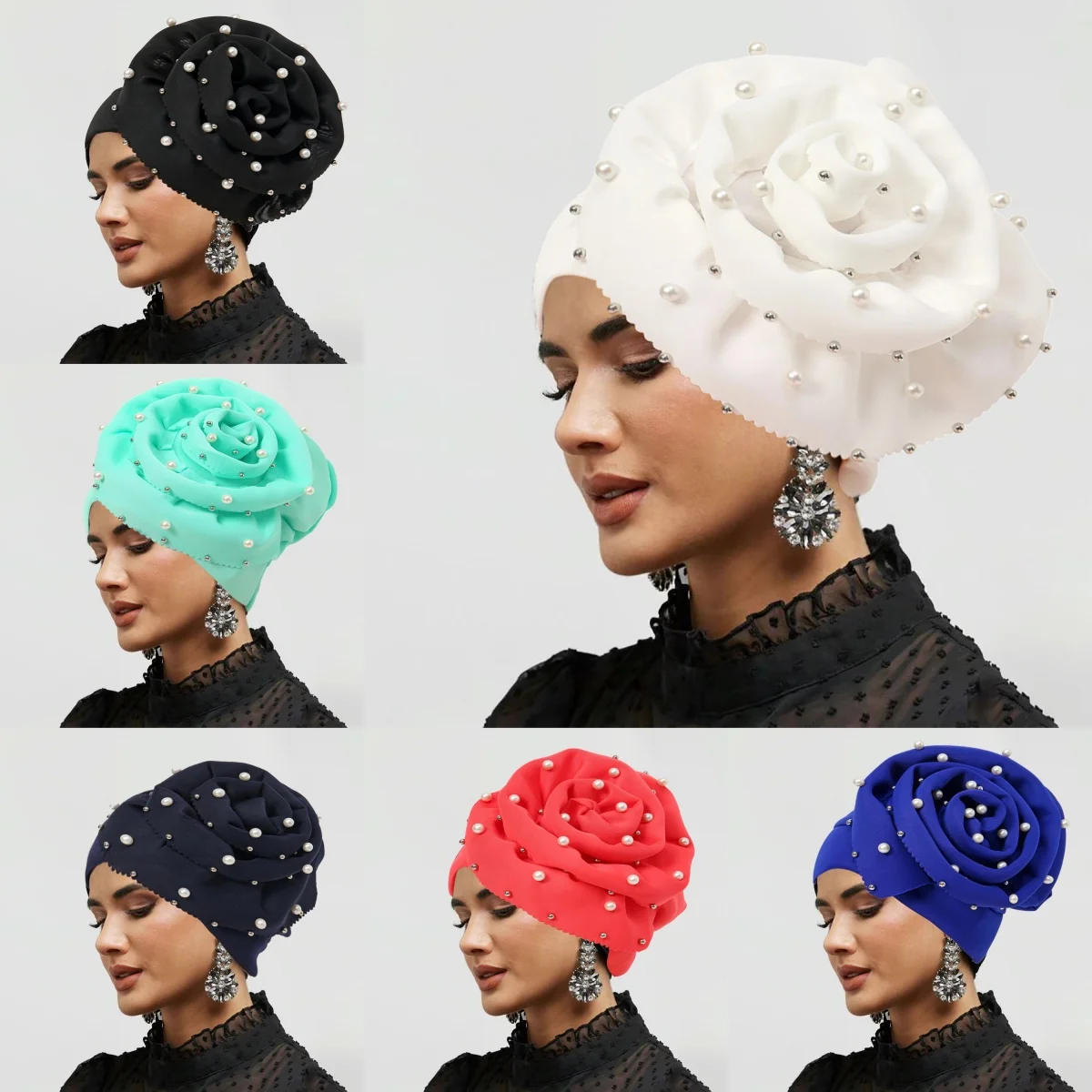 

New Muslim Women Flower Hat Indian Beanie Hair Loss Head Cover Beaded Turban Cancer Chemo Islamic Caps Headwear Ladies Hats