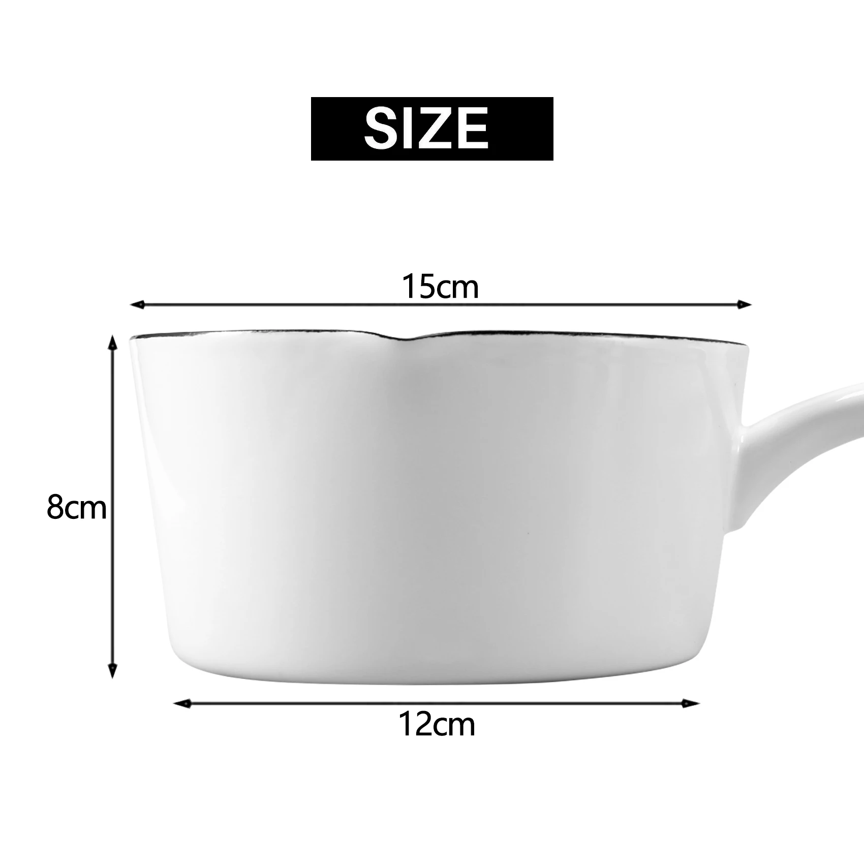 A02M-1.3L Japanese Style White Ceramics Milk Pot Kitchen Cooking Pan Pot Stewpan Baby Food Saucepan With Long Handle For One Peo