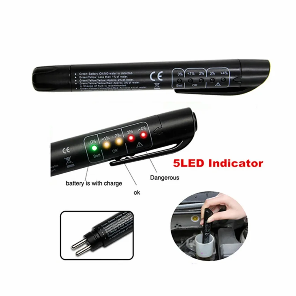 Car Brake Fluid Tester 5 Leds Indicator Car Diagnostic Tools For DOT3/DOT4/DOT5 Digital Oil Quality Detector Car Tool