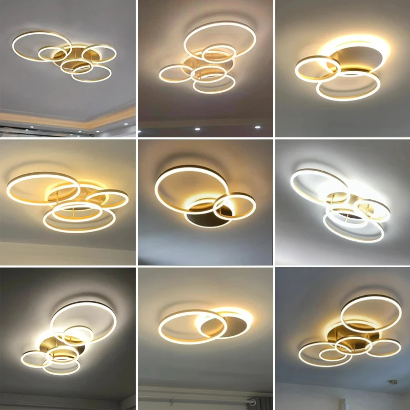 2024 Modern LED Gold/black/white Circular Bedroom Ceiling Chandelier Indoor Lighting, Living Room Office Lighting Free Shipping