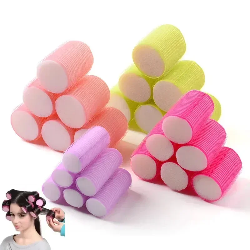 6pcs Self-adhesive Air Bangs Curling Roller Heatless Hair Rollers Curlers Bangs Volume Self-adhesive Hook Loop DIY Styling Tools