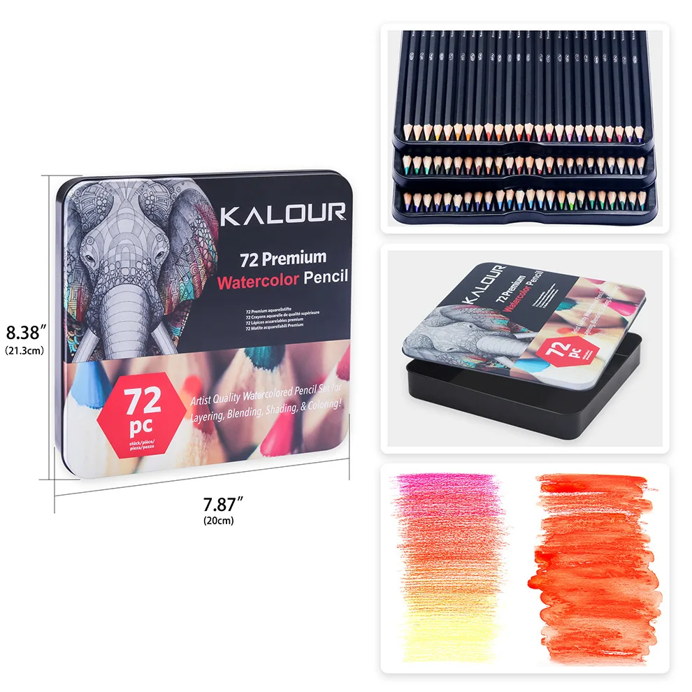 kalour aquarela lapis de cor grupo desenho profissional lapis de cor artista para colorir esboco arte suprimentos 72 pcs 01