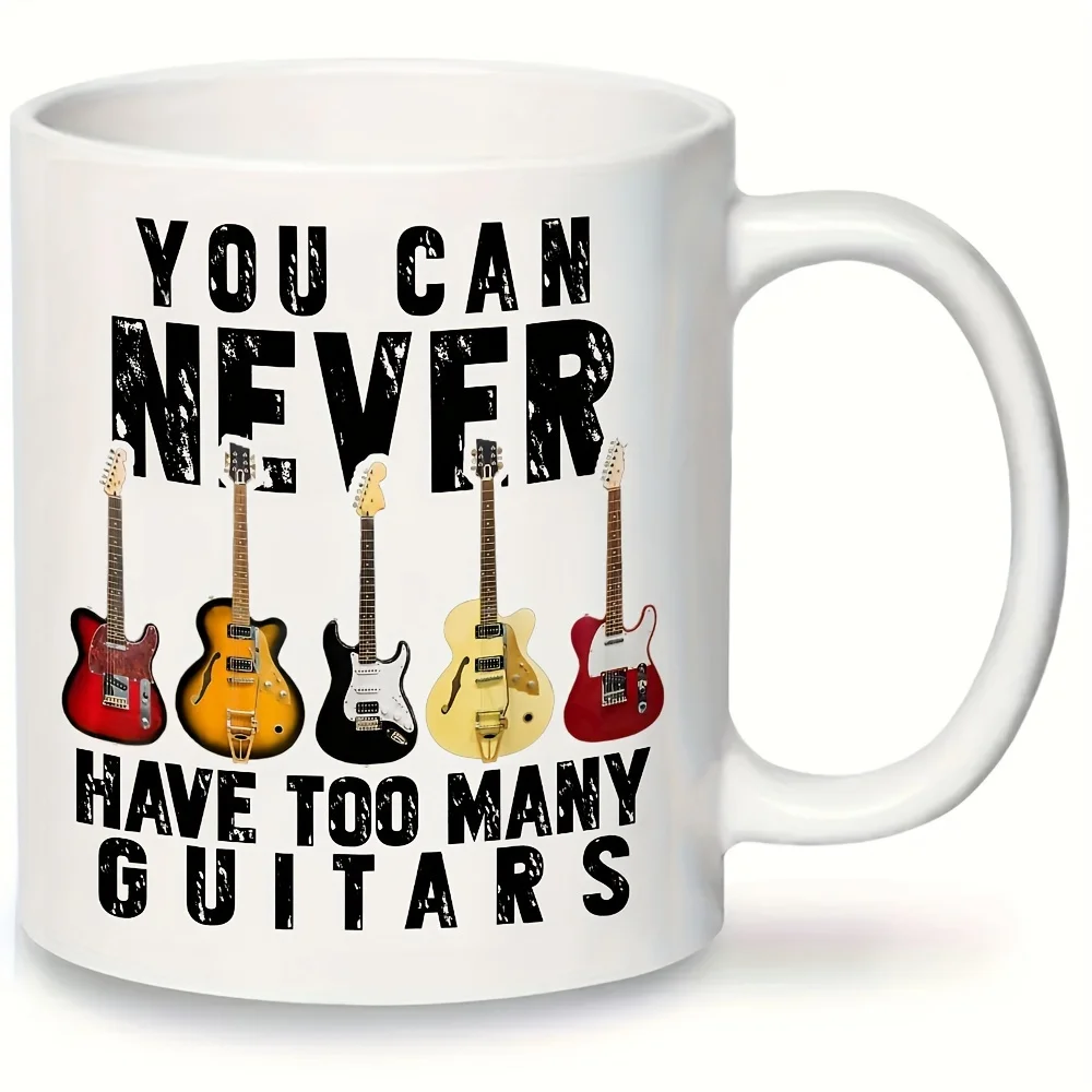 

1pc 11oz Ceramic Coffee Mug with Humorous Guitar Design & "You Can Never Have Too Many Guitars" Quote - Insulating Reusable Mug,