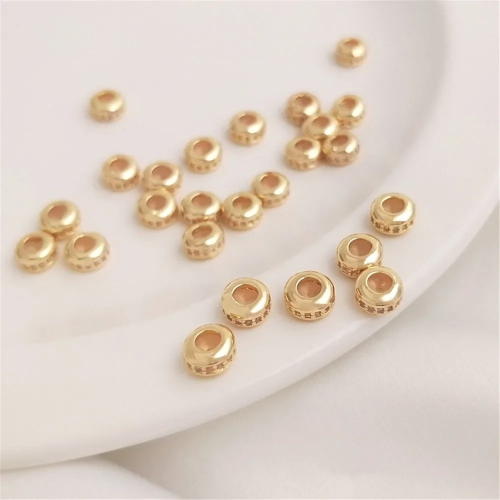 

14K Gold Plated Set with zircon plug silica gel adjusting bead positioning bead diy wheel flat bead chain accessories