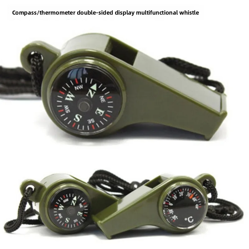 

Three-in-One Life-saving Whistle, Outdoor Compass, Thermometer, Whistle