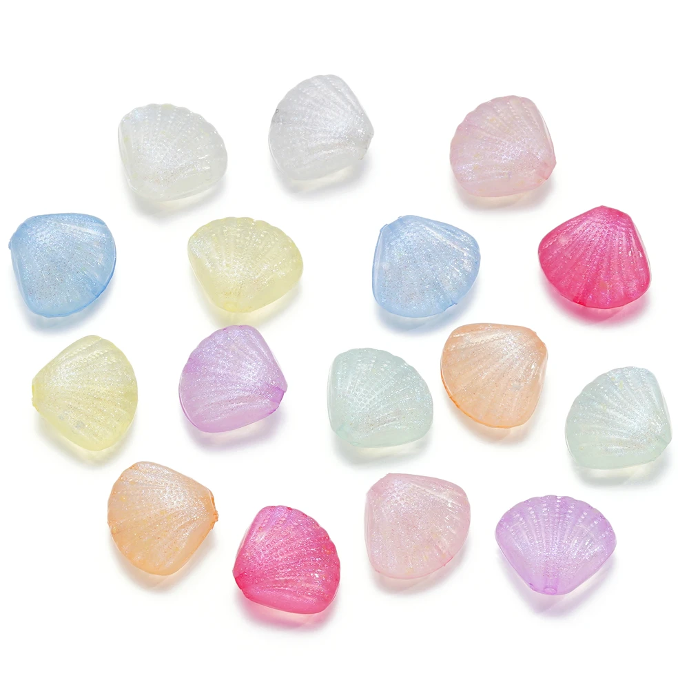 10-20pcs/Lot Colorful Acrylic Shell Shaped Beads Striated Loose Bead for Jewelry Making DIY Charms Bracelet Necklace Accessories