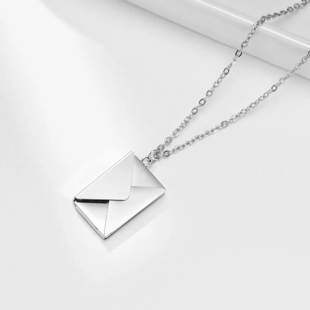 Fashion Confession Love Letter Pendant Neck Chain Colar Envelope Necklace Ins Gold Color Stainless Steel Jewelry Gifts