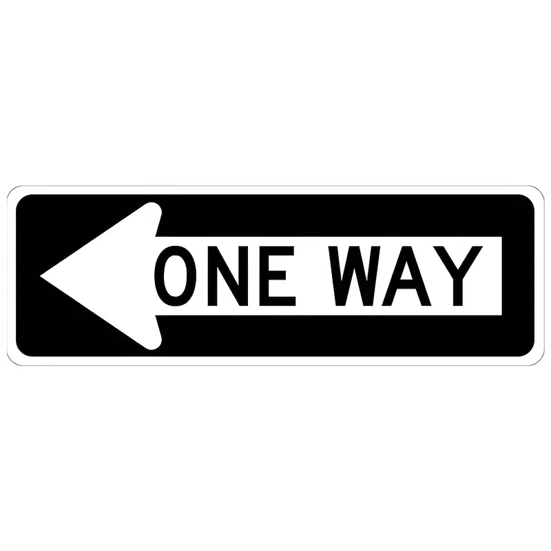 2D Flat 4.0inch × 16.0inch One-Way Left Arrow Metal Sign, Weather-Resistant Aluminum Wall Decoration, for Home Office Traffic Control.