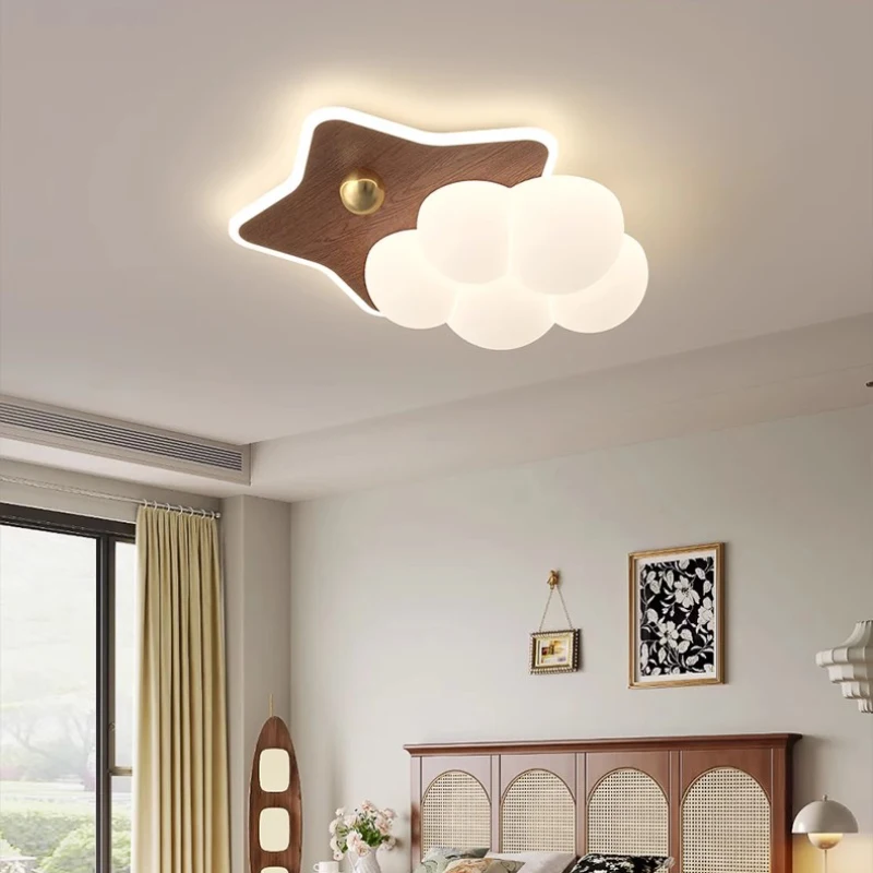 Log Style Children's Room Bedroom Ceiling Lights LED Star Cloud Light Creative Warm Boy Girl Bedroom Modern Ceiling Lamps
