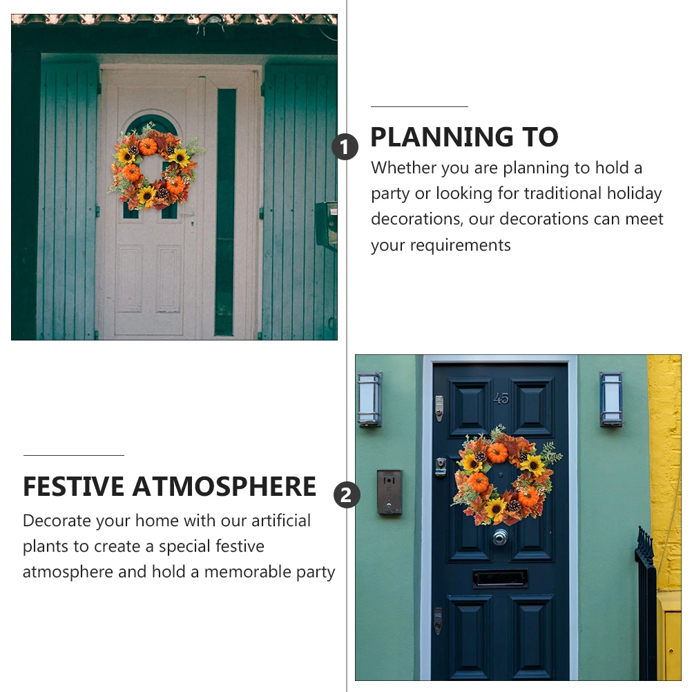 

Pumpkin Thanksgiving Day Holiday Home Fake Pumpkin Wreath Family Banquet Decoration Simulation Wreath Decor