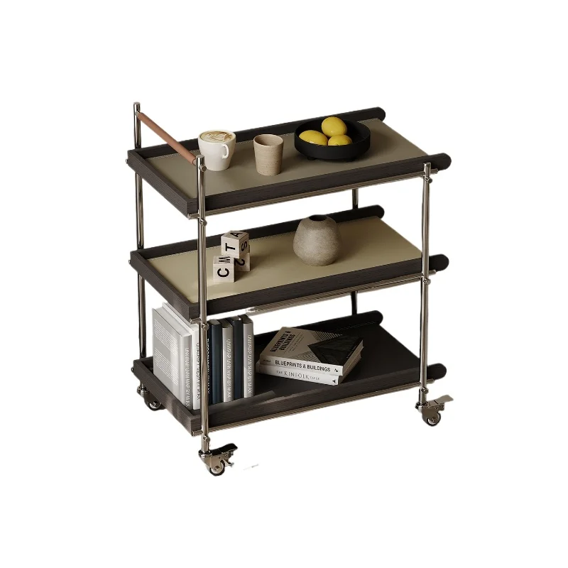 

Minimalist removable sofa side shelf designer light luxury saddle leather trolley