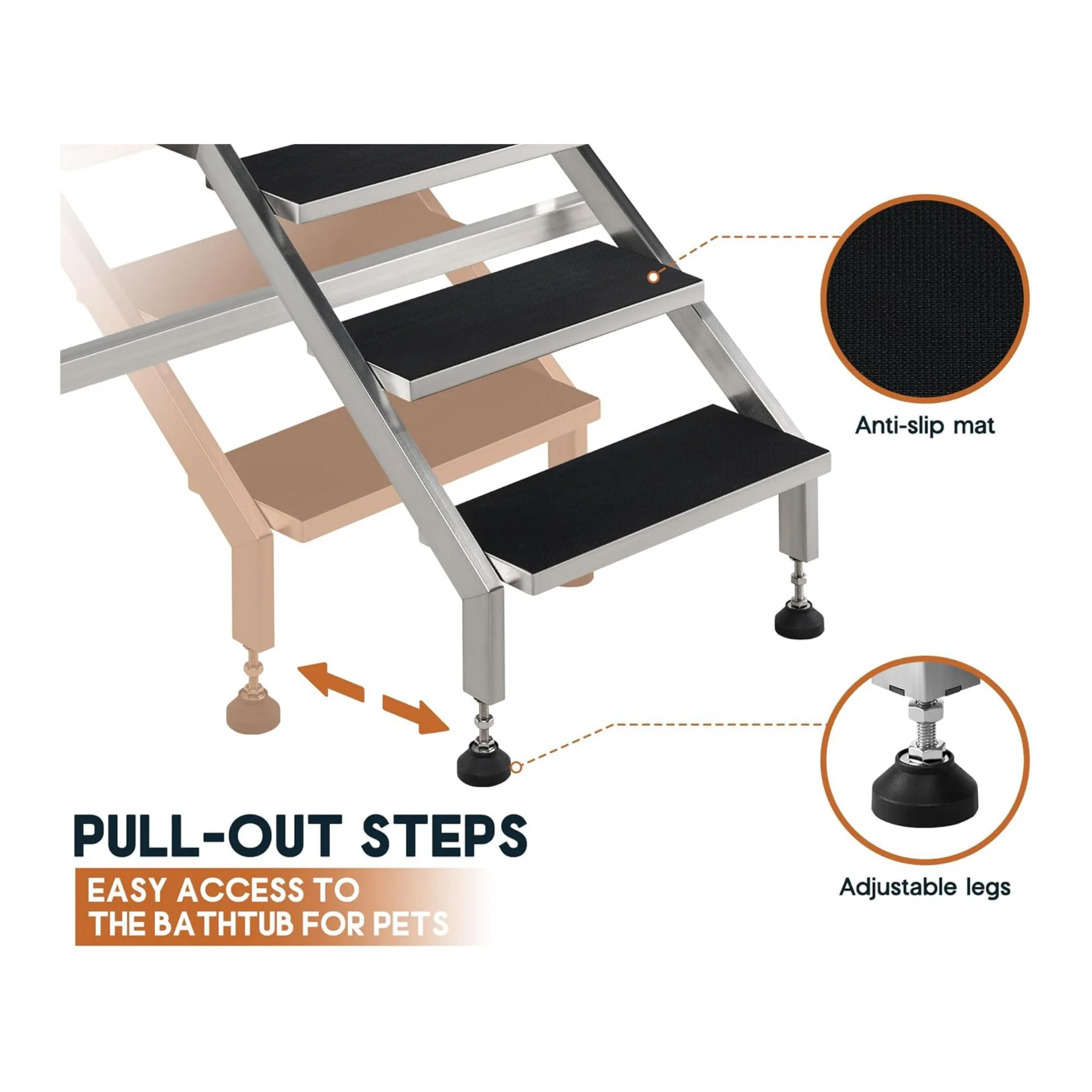 حمام الحيوانات الأليفة من الفولاذ المقاوم للصدأ غير قابل للانزلاق، حمام الحيوانات الأليفة، حمام الكلاب العالمي #3