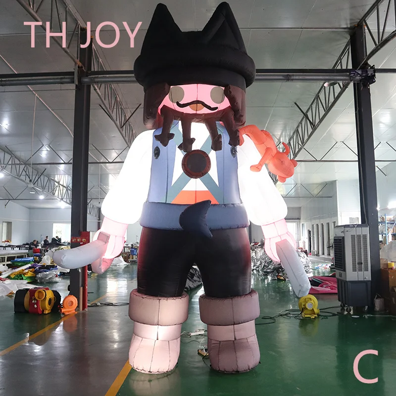 nave aerea veloce a porta, cartone animato pirata gonfiabile personalizzato per parata pubblicitaria all'aperto, cartone animato pirata gonfiabile con luce