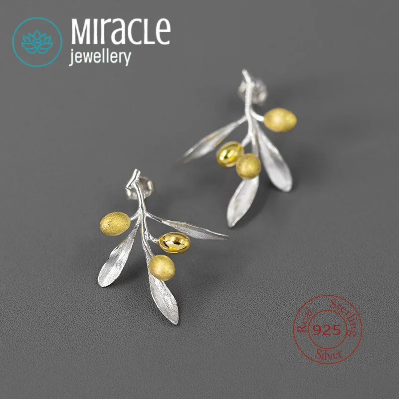 Miracle Sterling Silver 925 Original Taste Of Love Earrings Natural Fresh Floral Olive Branch Niche Design Artistic Style