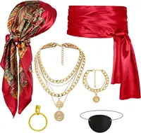 Pirate Costume Accessories Set for Men Women Renaissance Pirate Headband Bandana Belt Necklace, Halloween Cosplay Dress Up Pirate Pirate Accessories
