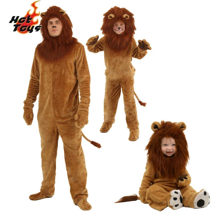 Lion King Costume Kids Adult Animal Halloween Carnival Party Furry Cosplay Costume Baby Child Fancy Movie Role Play Jumpsuit