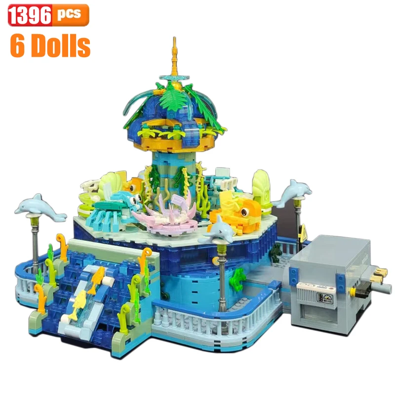 Ideas Pirate Park Building Blocks City Amusement Park Roller Coaster Bricks Model Creative Expert Toys For Kid Xmas Gift MOC