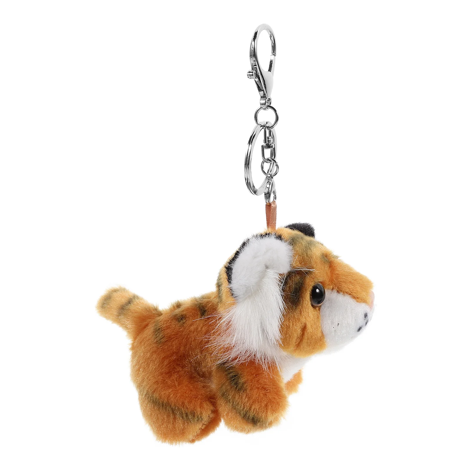 s Tiger Shape Pendant Cartoon Tiger Plush Bag Keychain Deep Brown Portable Design Wedding Party Decoration Fine Workmanship