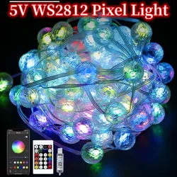 LED Pixel Christmas Light String para decoração de férias, exterior e interior, rua guirlanda, ano novo, dia de Natal, 5V, WS2812