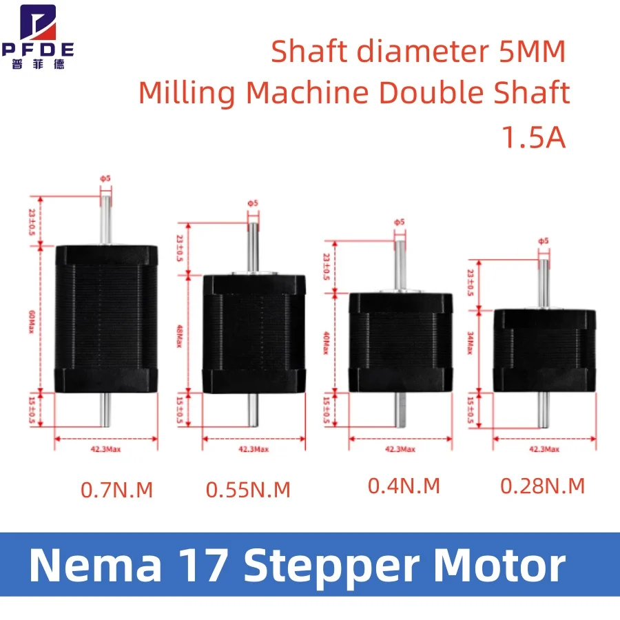 NEW Nema 17 Stepper Motor 1.5A 4-lead Electric Equipment 3D Printer CNC Engraving Milling Machine Double Shaft 0.28N0.55N0.7N
