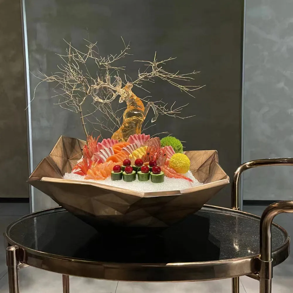 DSA salmon plate decorative resin plate ice  fish special plate seafood posture making dense commercial tableware