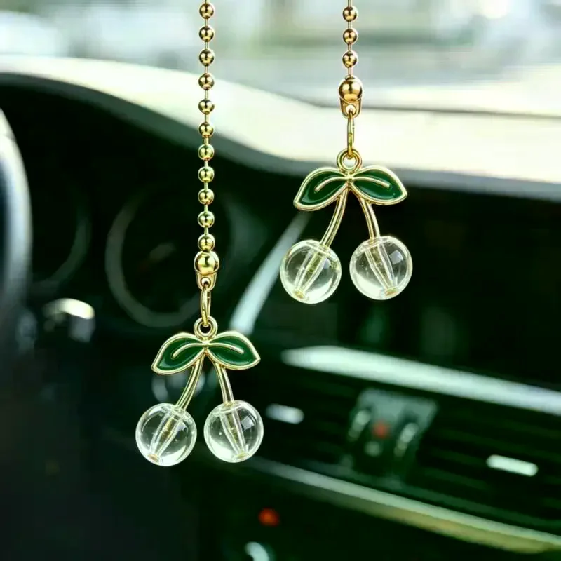 1Pcs Car Rearview Cherry Mirror Pendant Pendant Cute Auto Interior Decor Gifts For Women Decoraction Hanging Ornaments Gifts
