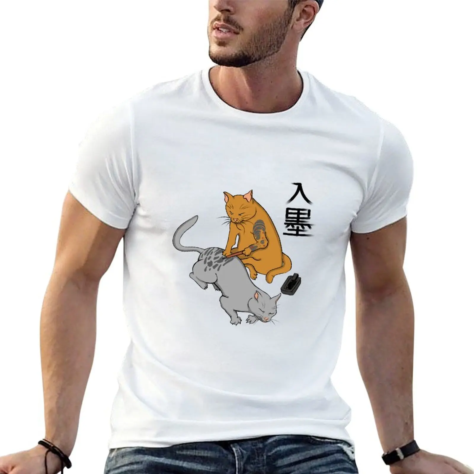 

Irezumi Japanese Cats Tebori Tattoo T-Shirt t shirts for man graphic vintage t shirt custom print T-Shirt