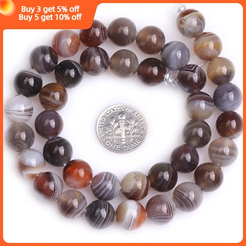 Natural Stone Bead Botswana Agates Round Beads For Jewelry Making Strand 15 inch DIY Jewelry Loose Bead For Women Gifts