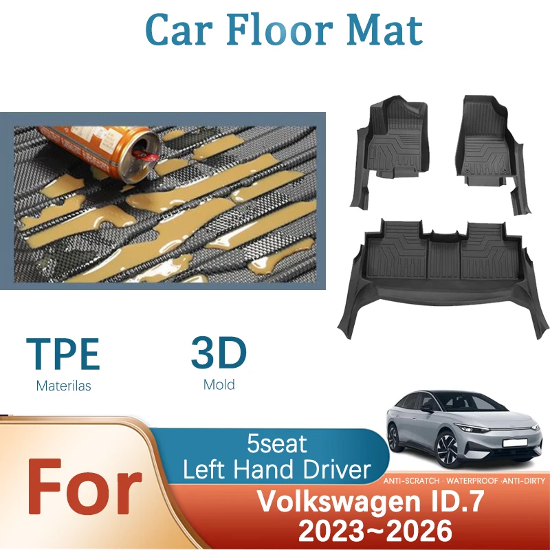 

Автомобильный коврик для VW Volkswagen ID.7 ID7 2023 2024 2025 2026 Liftback, антигрязная накладка для ног, левая рука, автомобильные аксессуары для водителя