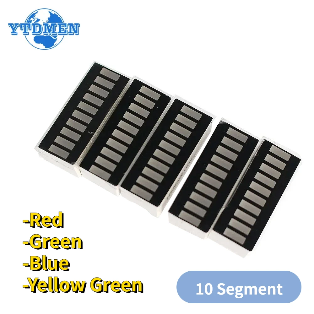 5/10PCS Wyświetlacz LED 10-segmentowy wykres słupkowy Czerwony Zielony Niebieski Żółty Zielony LED Cyfrowa rurka 20-pinowy moduł wykresu słupkowego DIY