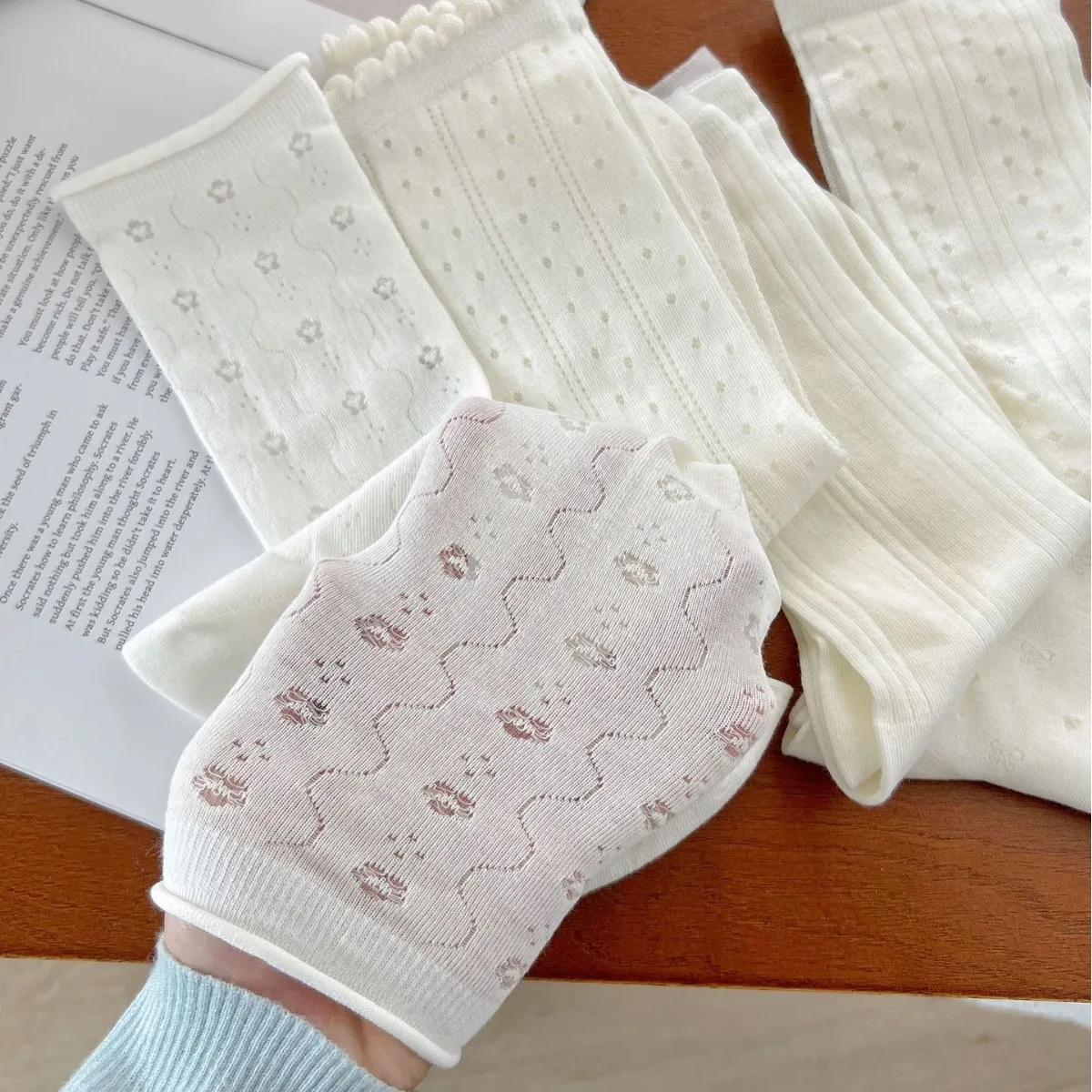 New Summer Ballet Style Mesh Women Socks Thin Breathable Comfortable Combed Cotton Boneless Socks Girls White Stacked Long Socks