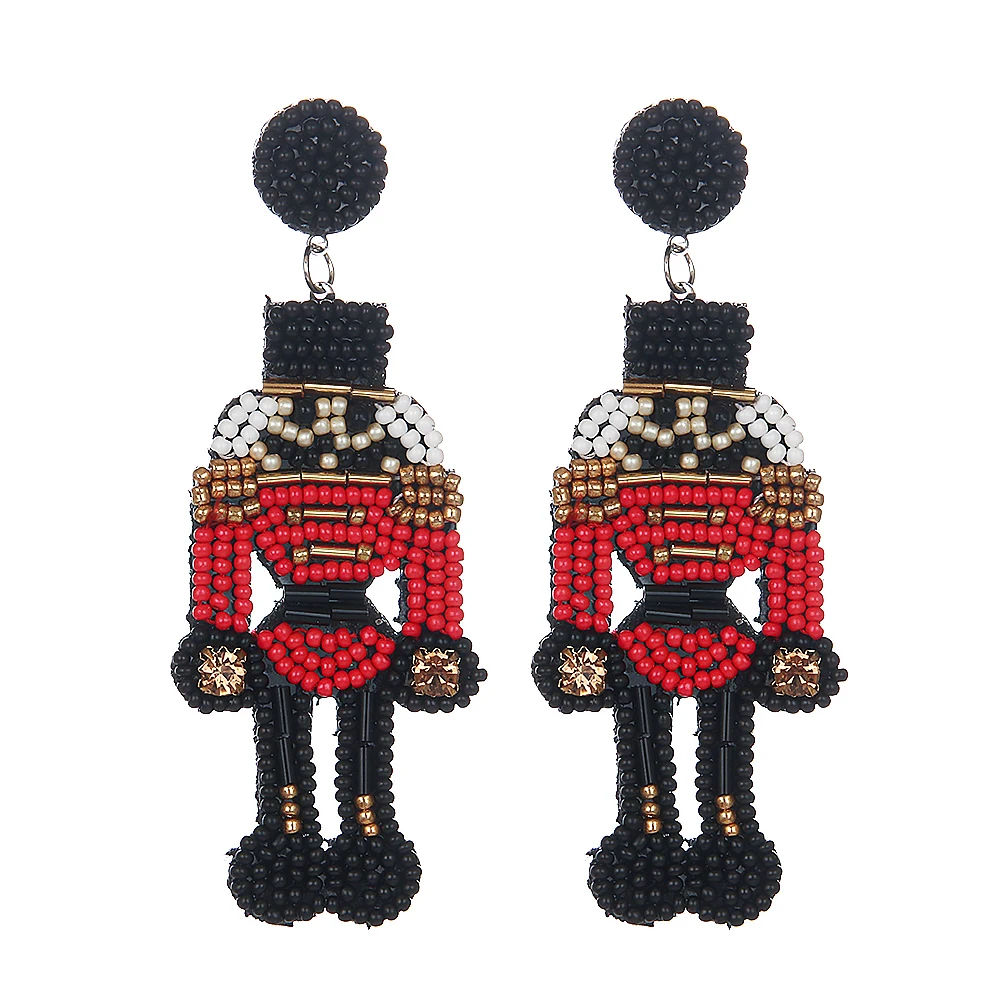 أقراط كسارة البندق مطرزة بالخرز لعيد الميلاد للنساء ، سلسلة مصنوعة يدويًا من الخرز ، أقراط متدلية ، ملابس للمناسبة تحت عنوان ، هدية لعيد الميلاد #3