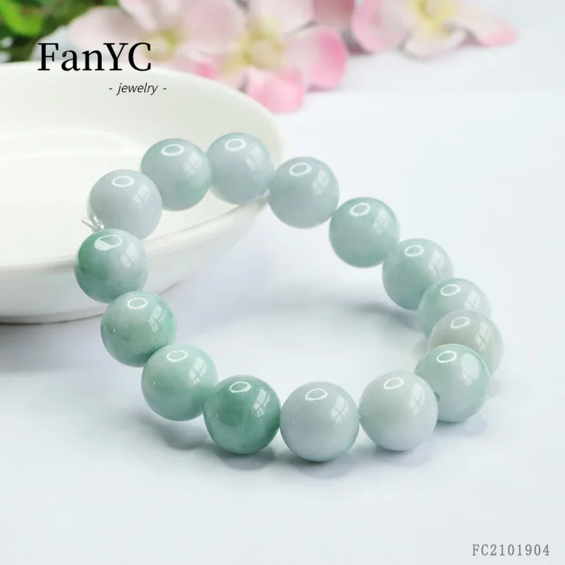 Exquisite Hand-Carved Burmese Jadeite Bracelet Handcrafted Polished Round Beads Stylish Minimalist Unisex Jewellery Gift