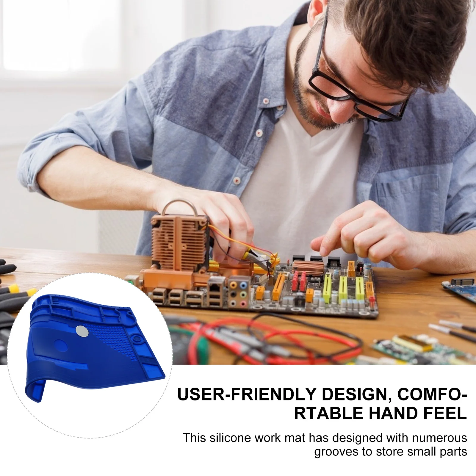 

Large Magnetic Silicone Electronics Repair Mat Insulation Work Pad Anti-Slip Heat-Resistant Soldering Mat for Technician Work