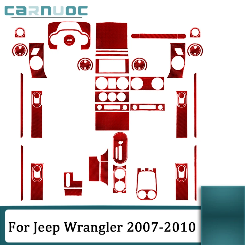 

Carbon Fiber Red Stickers For Jeep Wrangler 2007-2010 With Automatic Transmission Car Interior Decorative Accessories