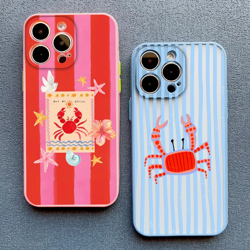Image of Gestreifte Meeresorganismen Handyhülle für iPhone 17 16 15 11 12 14 13 Pro Max Mini XS X XR 7 Plus 17E Stoßfeste Hartschale Fundas