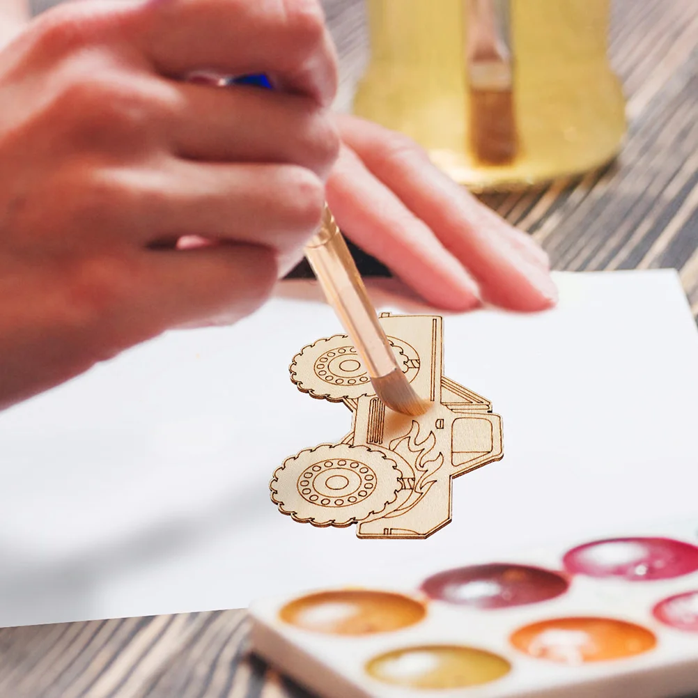 

20Pcs Unfinished Cutouts for DIY Painting Crafts Hanging Decorations Car Themed Party Favors Wood Art Supplies