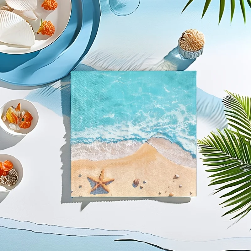 Summer Hawaiian Ocean Beach Theme Servietten – geeignet für Hochzeiten, Bars und Batmitzva, – dekorative Servietten im Sommer-Strand-Stil – Detail 9