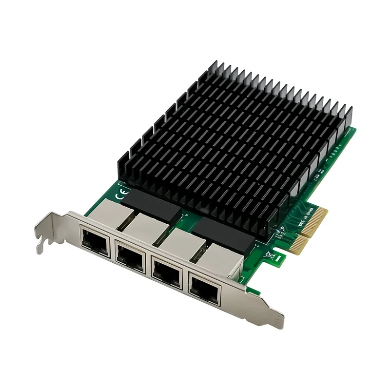 1Set PCI-E X4 Gigabit 4-Port Server Network Card Server NIC I210-T4 RJ45 Ethernet Network Card Green